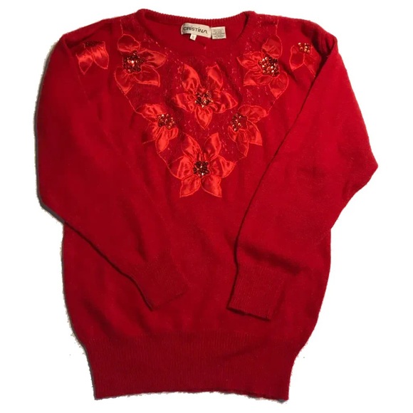 Christina Sweaters - Holiday Christmas Holly sequin sweater